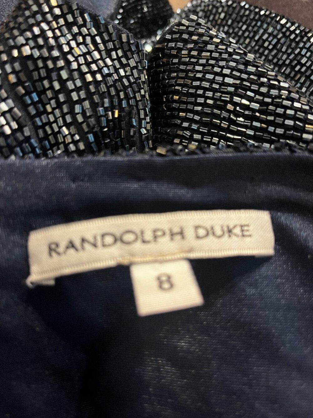 Randolph Duke Vintage Y2K Navy Blue Beaded Camisole Built-in Bra Size 8 - Picture 15 of 16